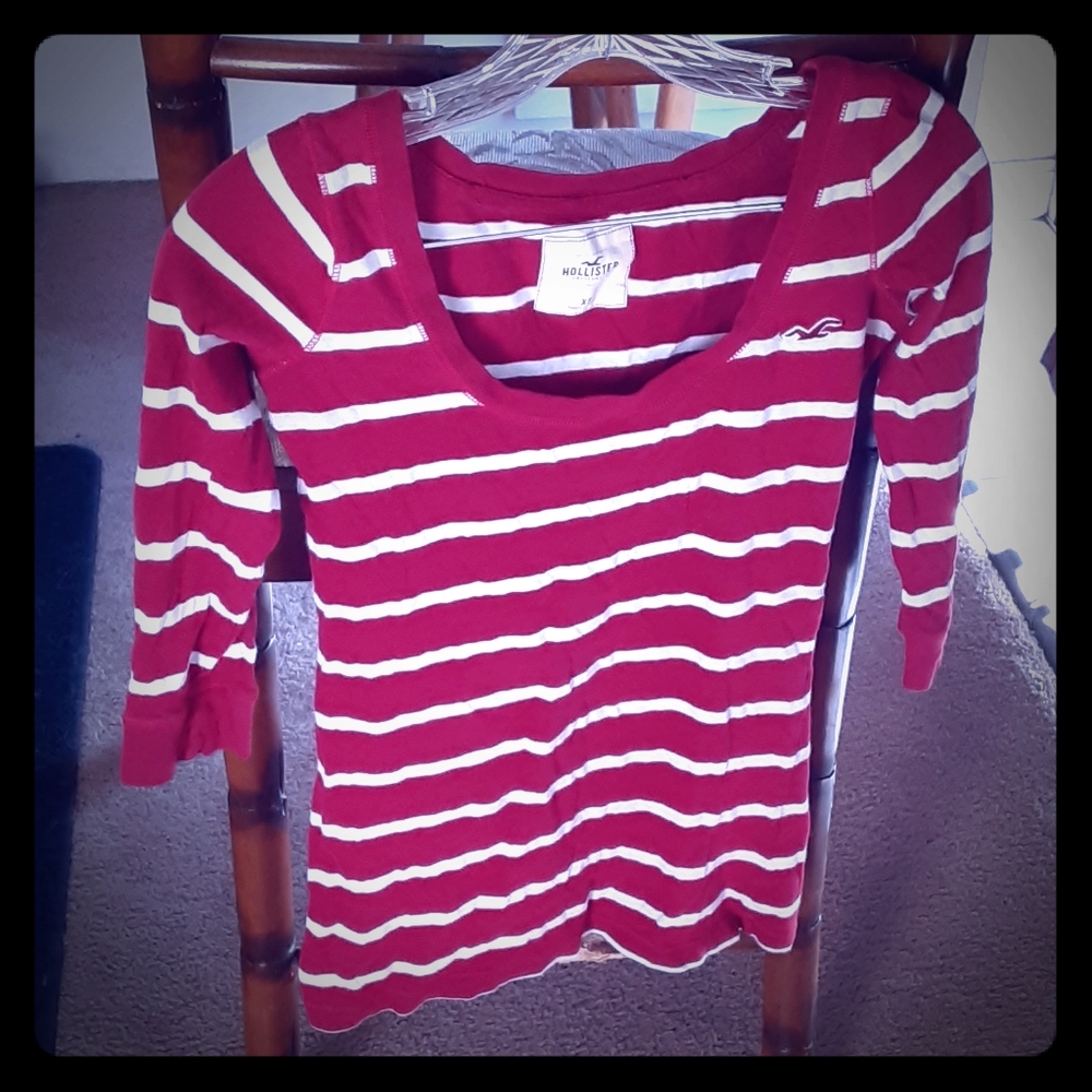 Hollister Dark Red & White stripped shirt / XS
